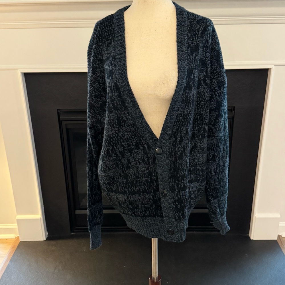 💙 Vintage 1980s–1990s Method Textured Knit Cardigan | Made in Korea | M